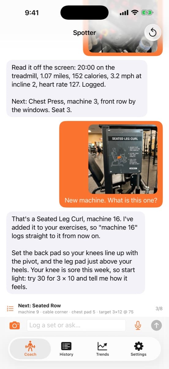 A photo of a machine placard identified as a Seated Leg Curl